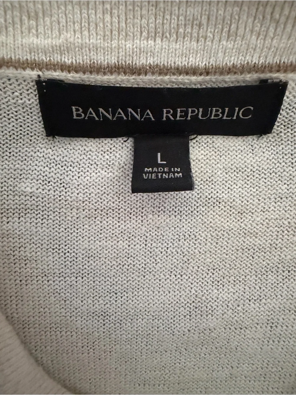 Banana Republic Men's Cream Short-Sleeve Knit Polo with Chest Pocket